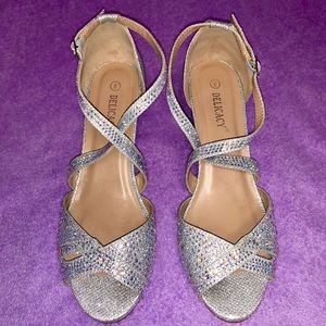Silver Sequined 2-Inch Heels